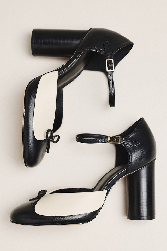 Maeve Leather Collar Ankle-Strap Heels #1