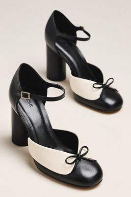 Maeve Leather Collar Ankle-Strap Heels