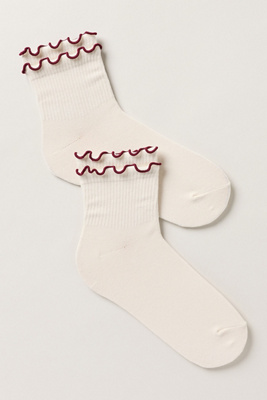 Anthropologie By  Double Ruffle Socks In White