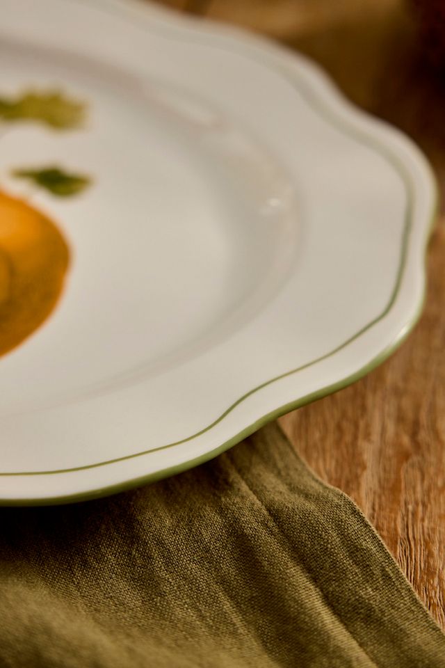Heirloom Pumpkin Scalloped Stoneware Serving Platter #1