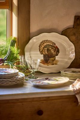 Turkey Scalloped Stoneware Serving Platter