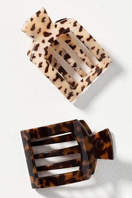Teleties Flat Square Hair Claw Clips, Set Of 2 In Multi