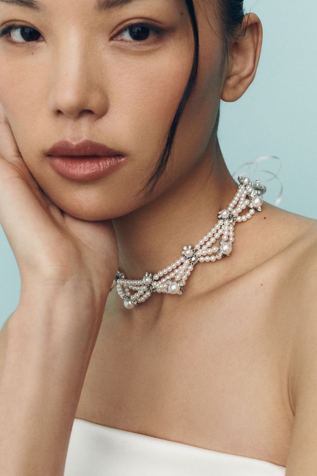Nadri Pearl Lattice Hair Garland #1