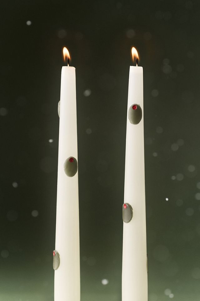 Bougies effilées à perles pressées des fêtes, ensemble de 2 #3