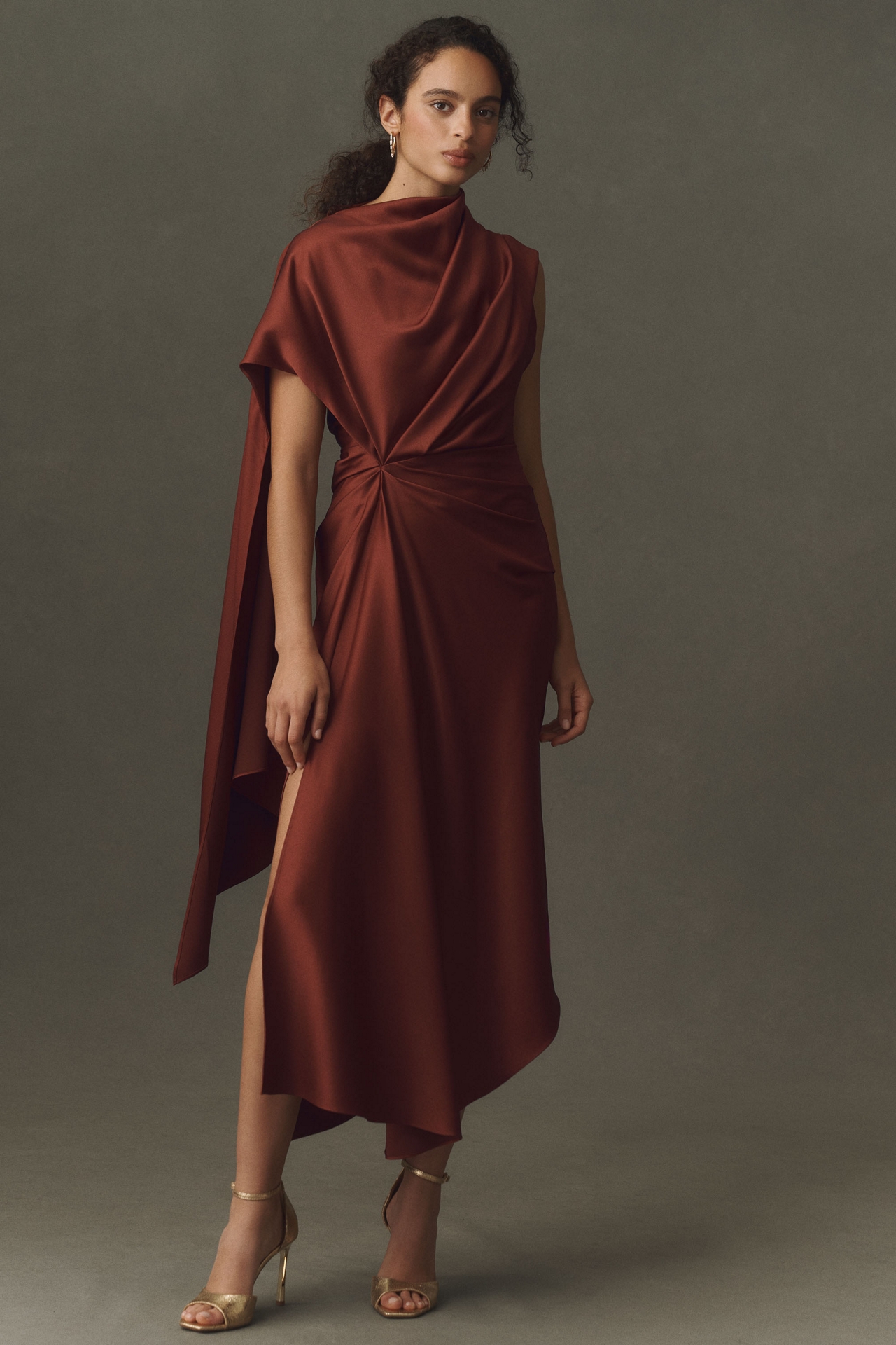 De La Vali Lunessa Satin Midi Dress