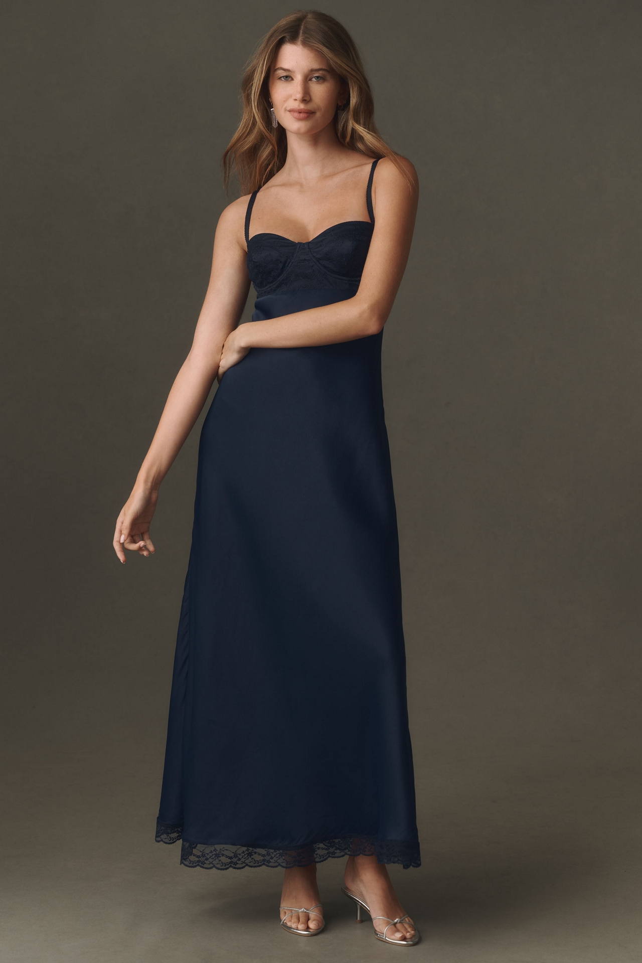 BHLDN Satin Corset Slip Dress