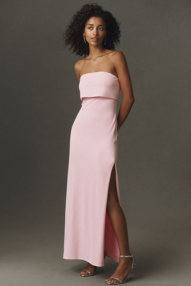 BHLDN Strapless Crepe Maxi Dress #3