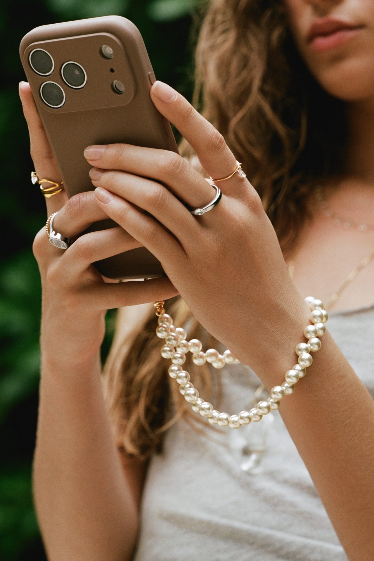 Wavy Pearl Phone Chain