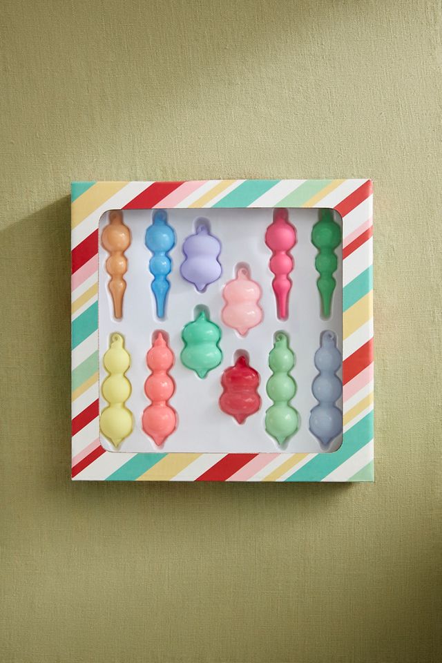 Mini Colorful Glass Finial Ornaments, Set of 12 #1