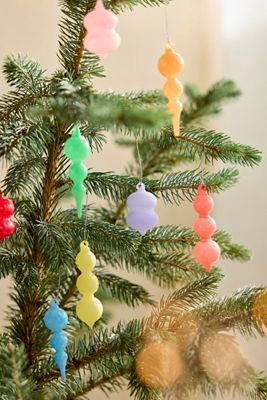 Mini Colorful Glass Finial Ornaments, Set of 12