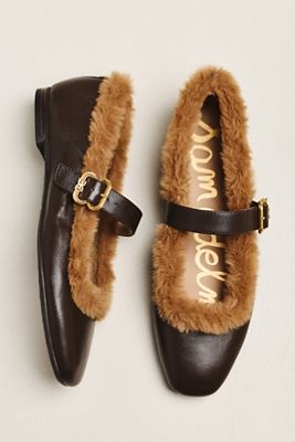 Sam Edelman Michaela Faux Fur Trim Mary Janes
