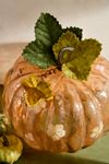 Velvet Covered Metal Pumpkin Leaves, Set of 3