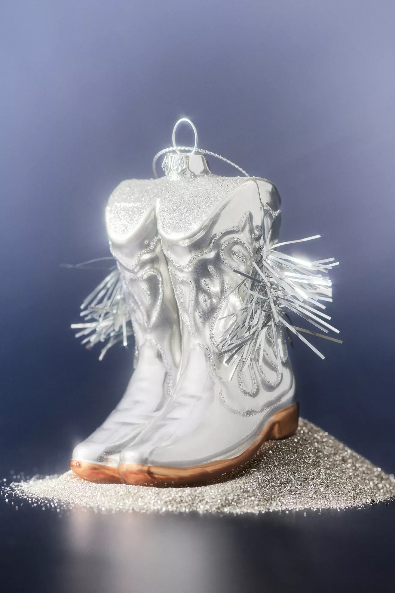 Cowboy Boot Glass Ornament
