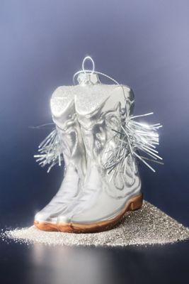 Cowboy Boot Glass Ornament