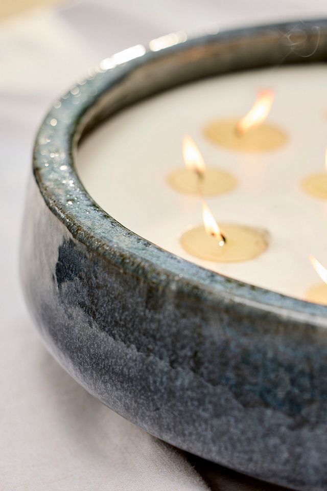 Blue Cement Bowl Citronella Candle #1