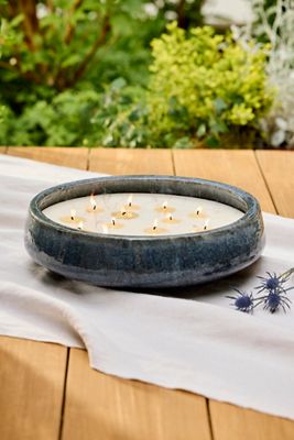 Blue Cement Bowl Citronella Candle