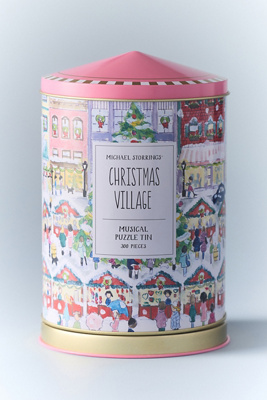 Anthropologie X Michael Storrings Christmas Village Musical Puzzle Tin