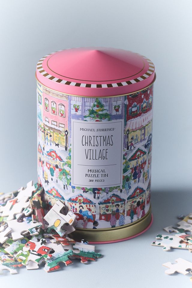 Anthropologie X Michael Storrings Christmas Village Musical Puzzle Tin #1