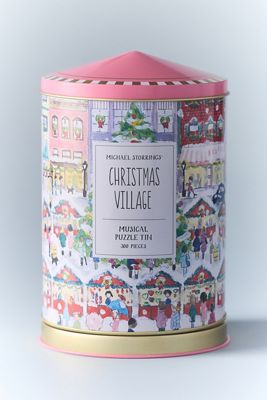 Anthropologie X Michael Storrings Christmas Village Musical Puzzle Tin