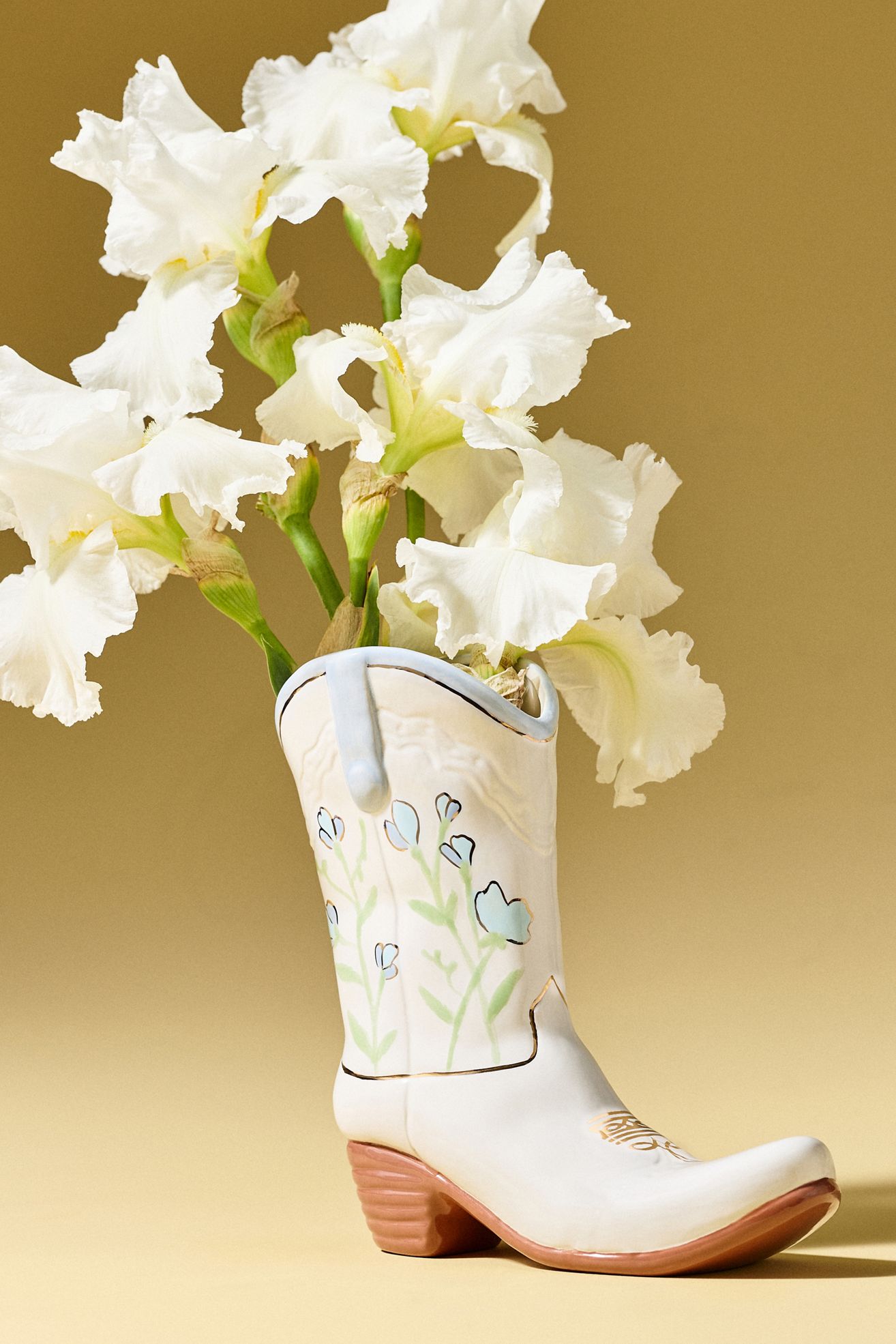 Ruby Clay Cowboy Boot Vase - Sweet Pea, One Size