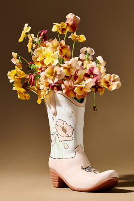 Ruby Clay Cowboy Boot Vase
