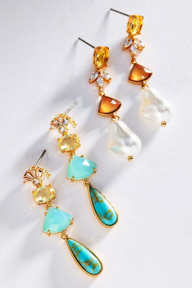 By Anthropologie Mixed Pearl Stone Earrings #1
