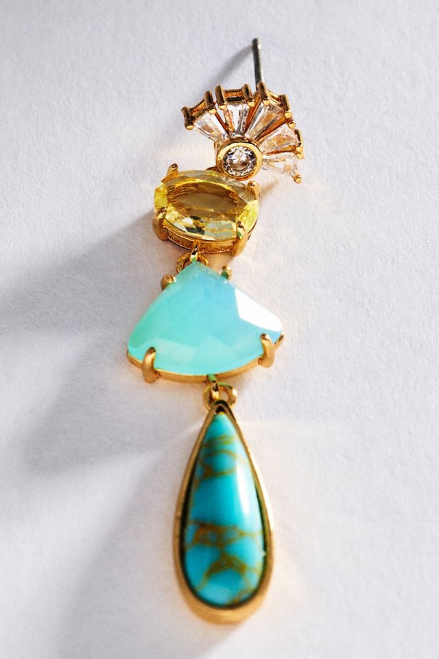 By Anthropologie Mixed Pearl Stone Earrings #2