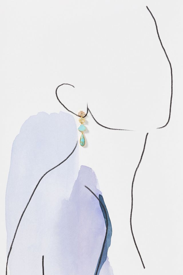 By Anthropologie Mixed Pearl Stone Earrings #3