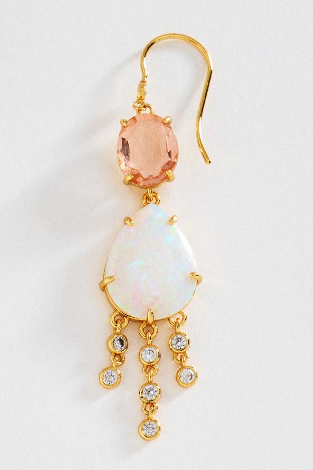 Stone Fringe Drop Earrings #1