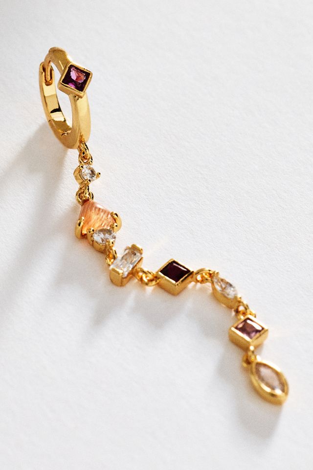 By Anthropologie Mixed Stone Huggie Earrings #1