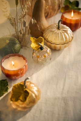 Autumn Bounty Glass Pumpkin Candle