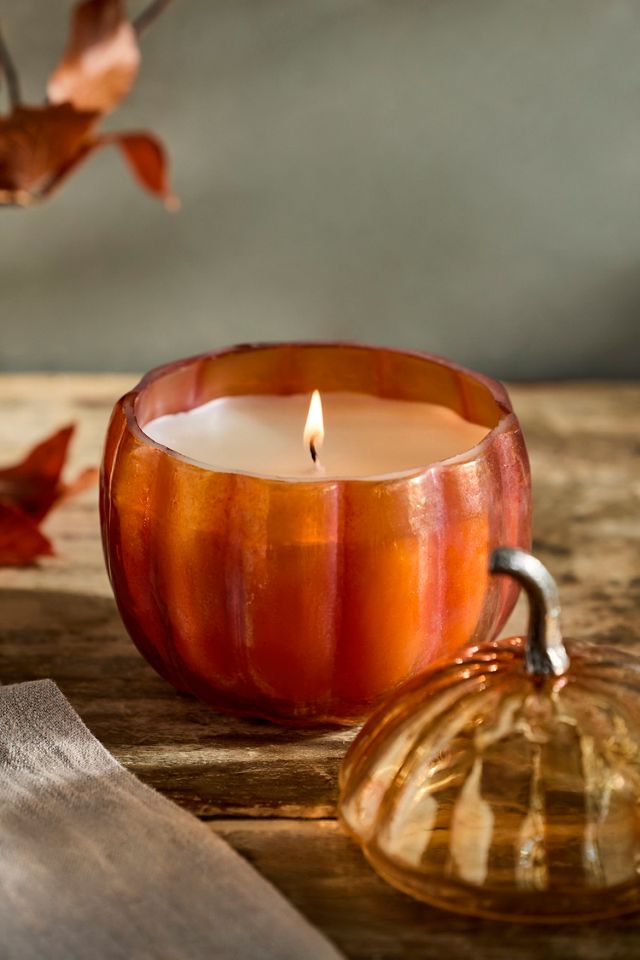 Autumn Bounty Glass Pumpkin Candle #2