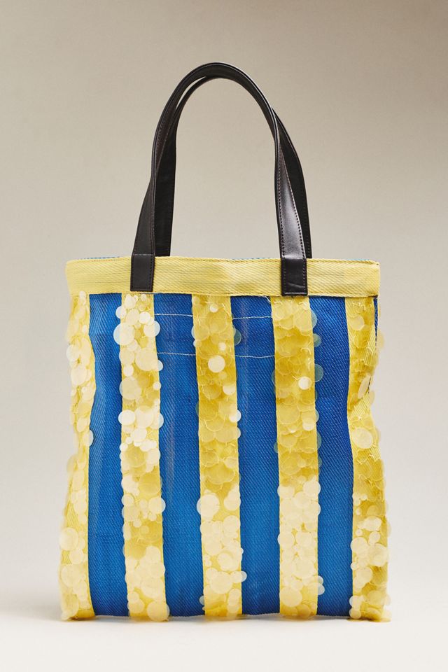Chan Luu Striped Sequin Market Tote Bag #1
