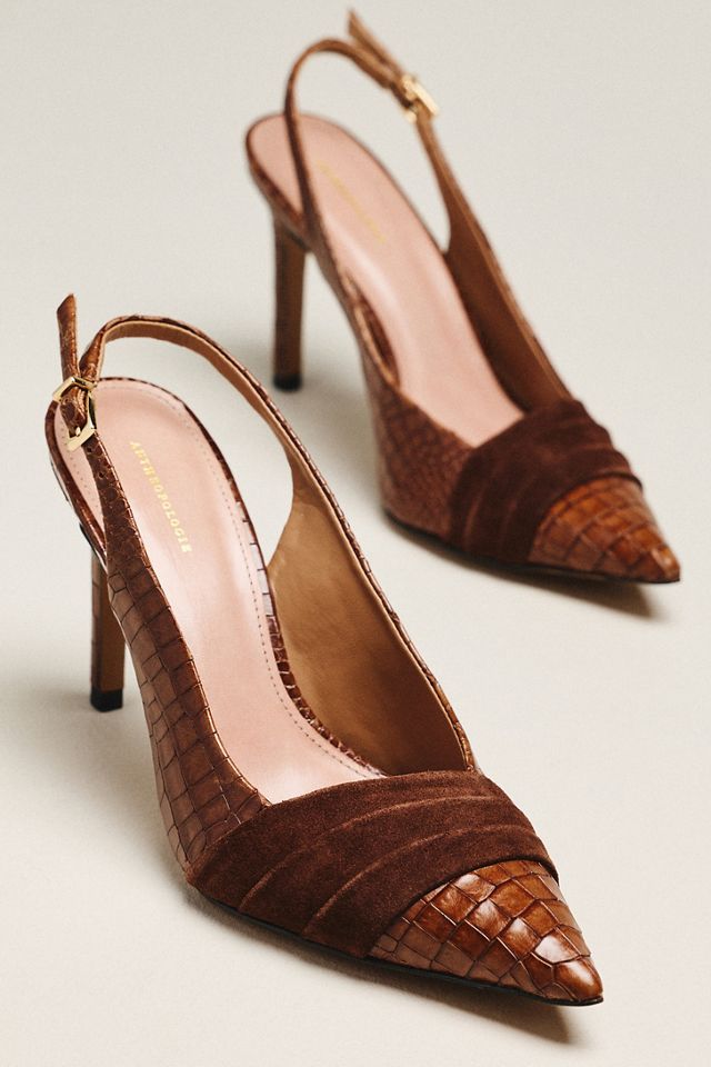 By Anthropologie Pointed Toe Stiletto Slingback Heels #1