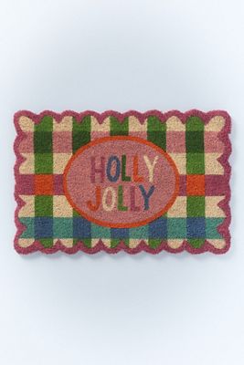 Holly Jolly Coir Printed Doormat