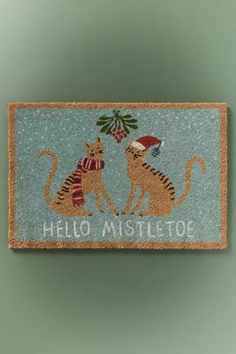 Mistletoe Cats Coir Printed Doormat