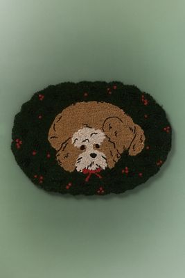 Dog Wreath Shaped Coir Printed Doormat
