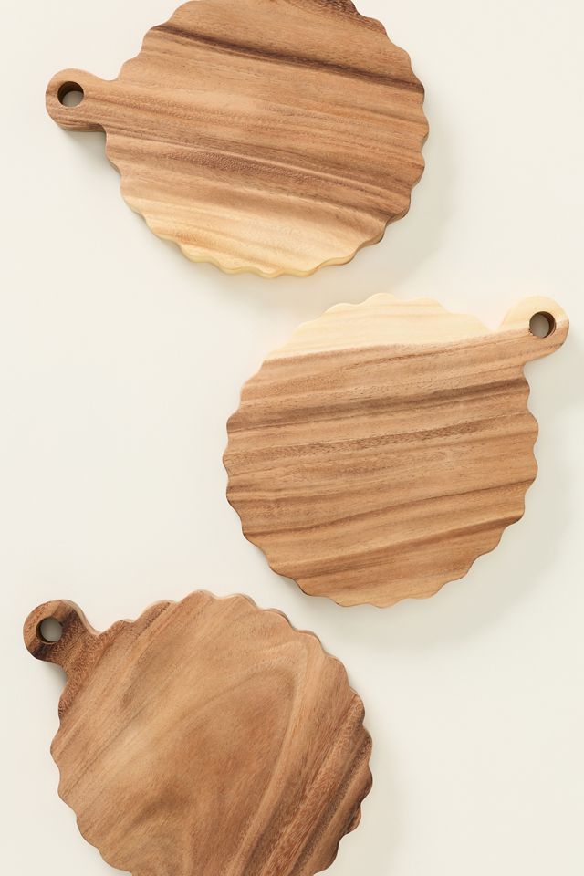 Round Scalloped Wood Cheese Board #2