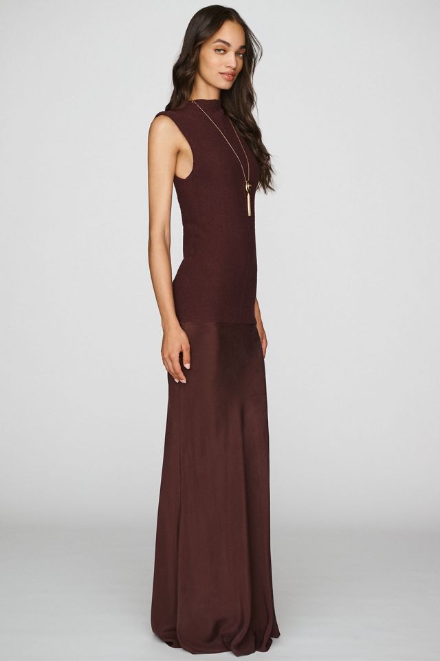 MISHA Boucle Stretch Silk Contrast Maxi Dress #3