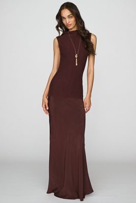 MISHA Boucle Stretch Silk Contrast Maxi Dress