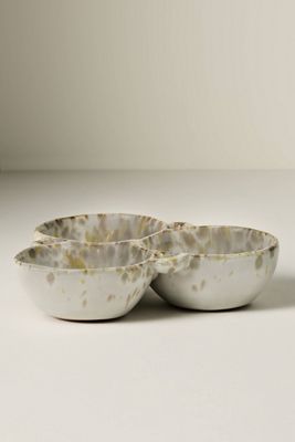 Reactive Stoneware Tri-Bowl