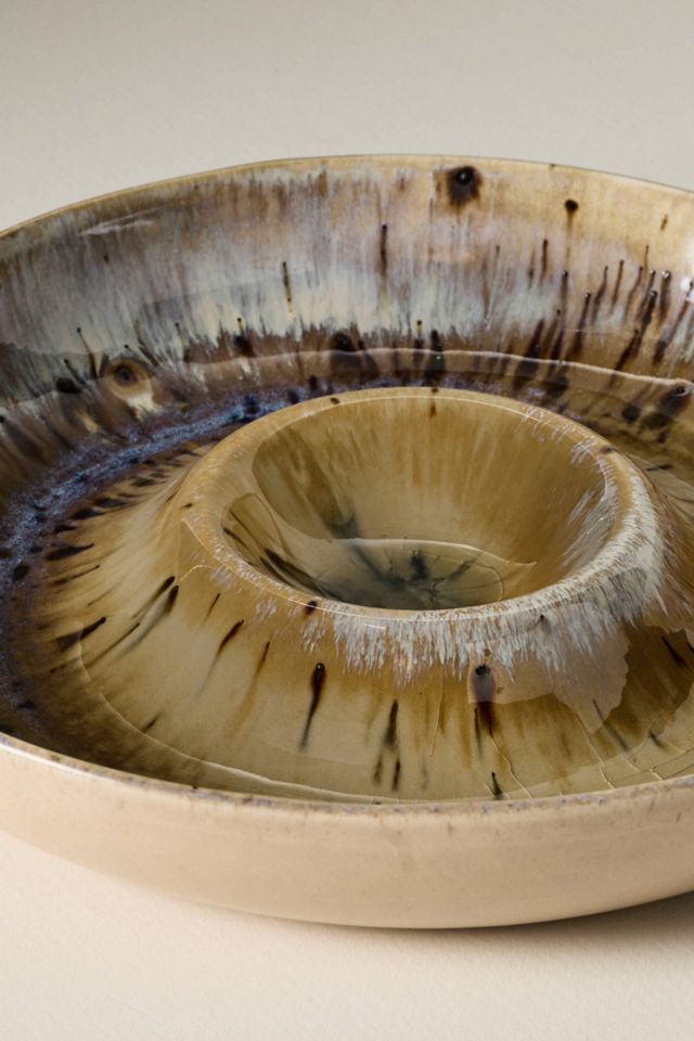 Reactive Stoneware Chip & Dip Platter #1