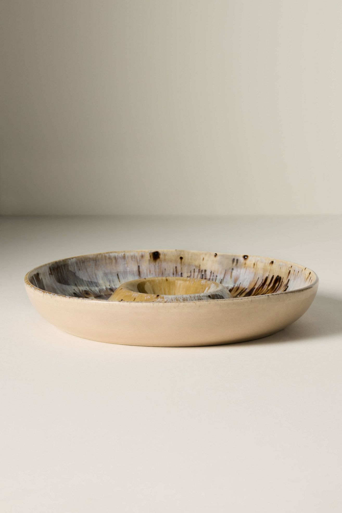 Reactive Stoneware Chip & Dip Platter - Tan, One Size