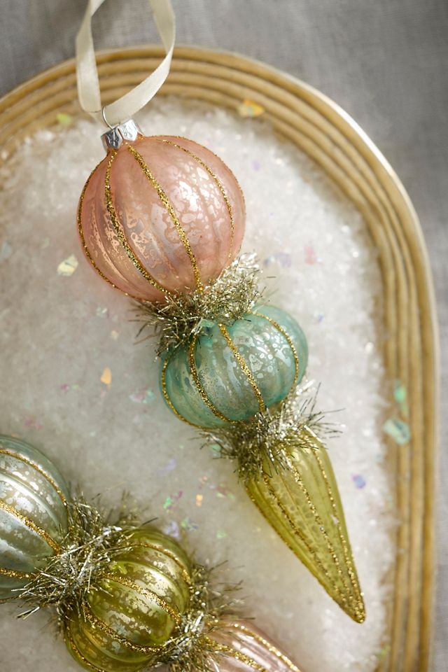 Terrain Pastel Finial Glass Ornaments, Set of 3 #1
