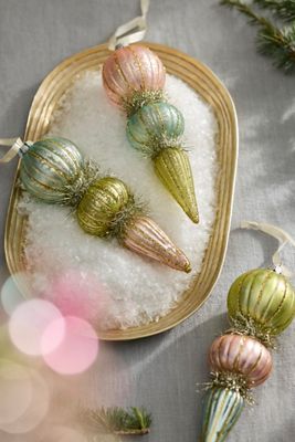 Terrain Pastel Finial Glass Ornaments, Set of 3
