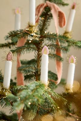Tinsel Candle Clip Ornaments, Set of 10