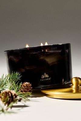 Thymes Woody Noir Woods 3-Wick Glass Candle