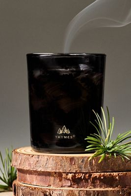 Thymes Woody Noir Woods Boxed Glass Candle