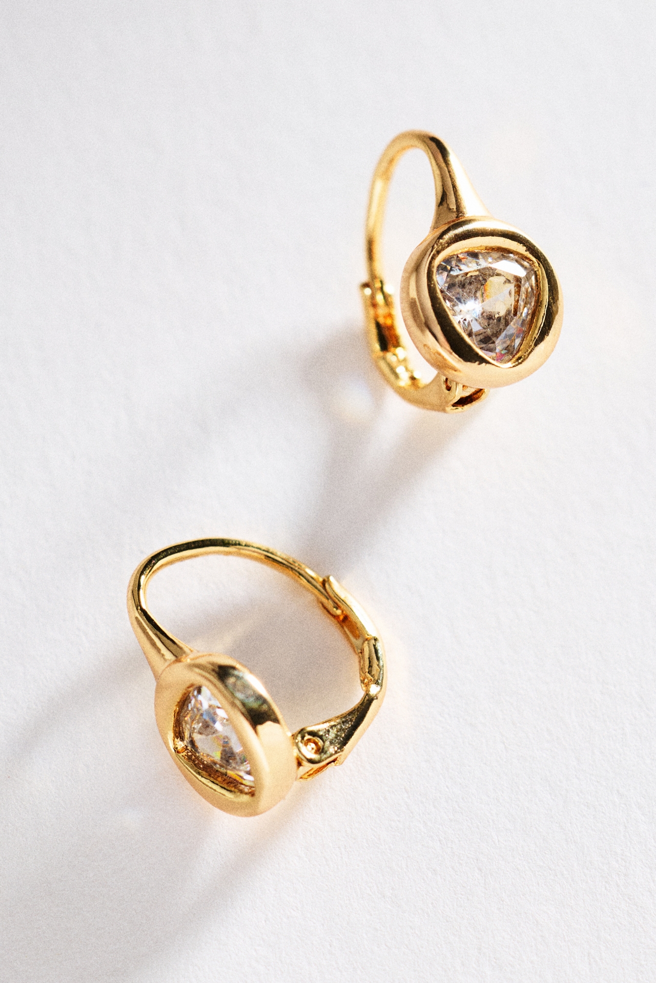 Bezel Gemstone French Hook Earrings