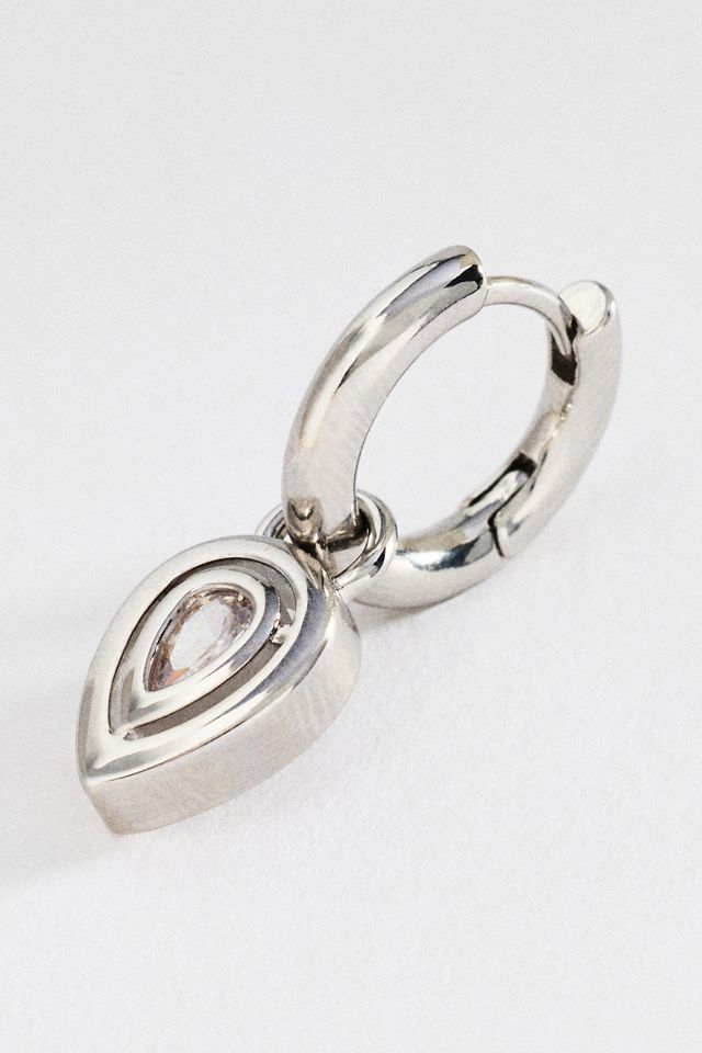Pear Crystal Huggie Hoop Earrings #1